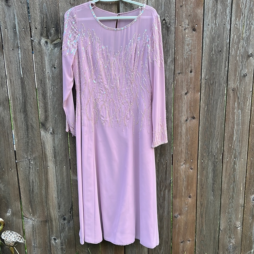 SYLVIA ANN embellished light beautiful pink cocktail dress size 10